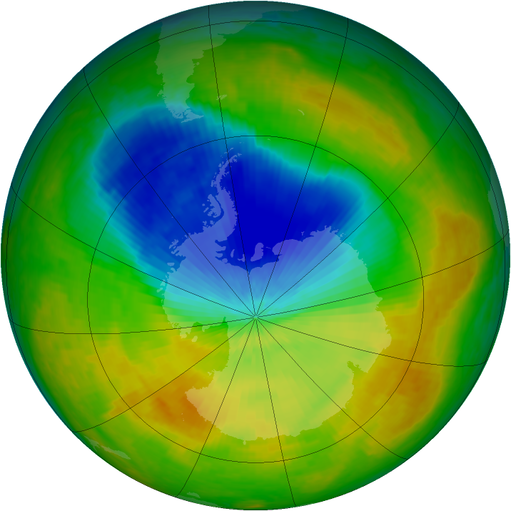 Antarctic ozone map for 29 October 2002